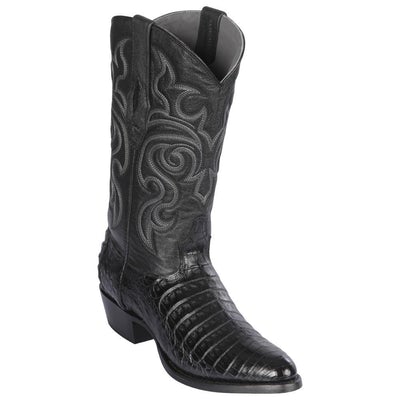 LOS ALTOS BOOTS MENS #658205 ROUND TOE | GENUINE CAIMAN BELLY BOOTS HANDCRAFTED | COLOR BLACK image 0