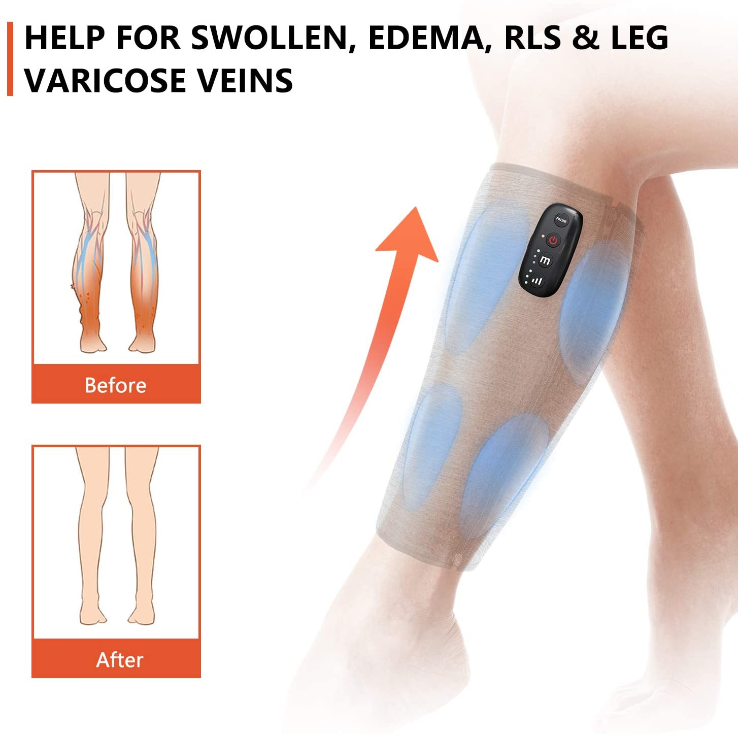 CINCOM Rechargeable Leg Massager, Wireless Air Compression Calf Massager for Circulation and Muscles Relaxation ( Single) image 1