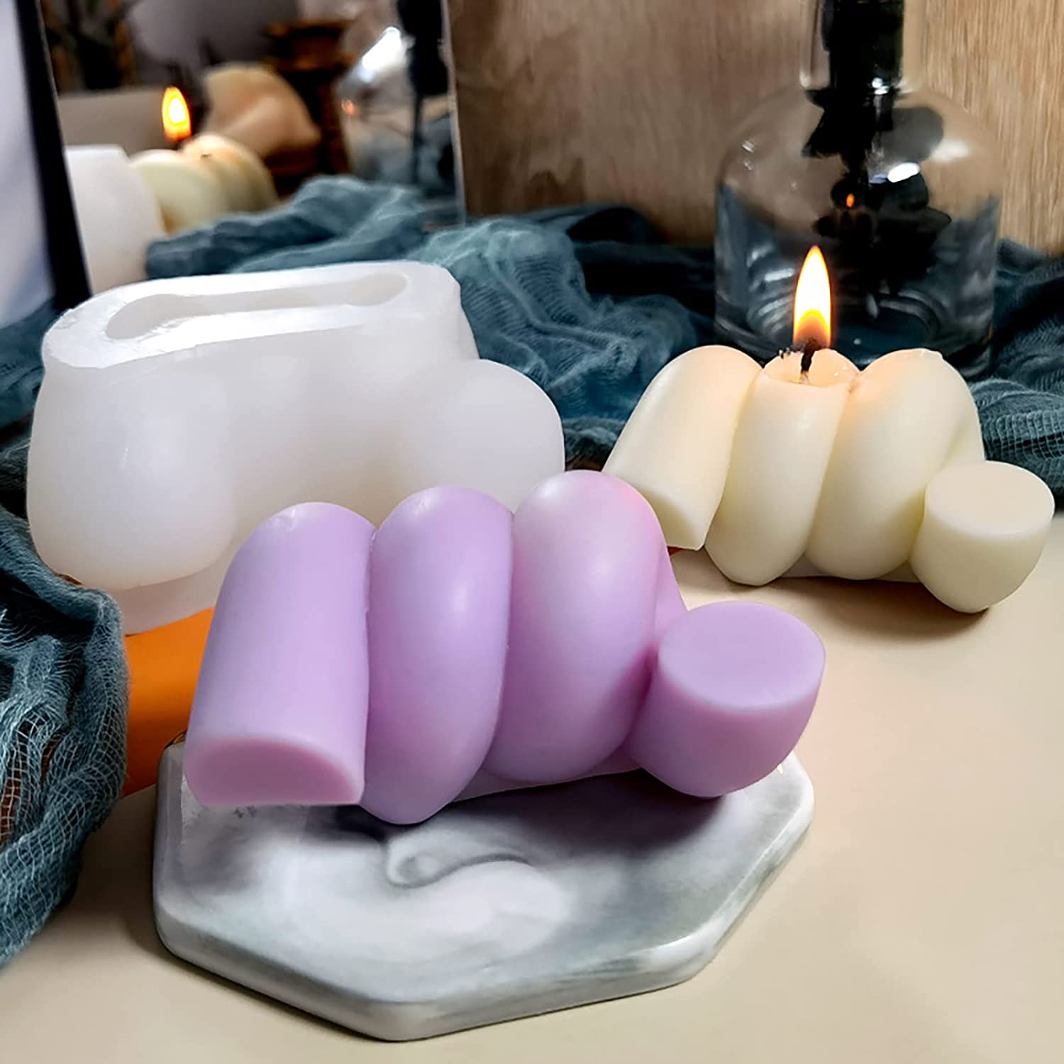 2 Pack Knot Shape Candle Mold Knot Resin Mold Geometric Silicone Mold For Candles Soap Mold Knot Geometric Line Candle Making Mold image 1