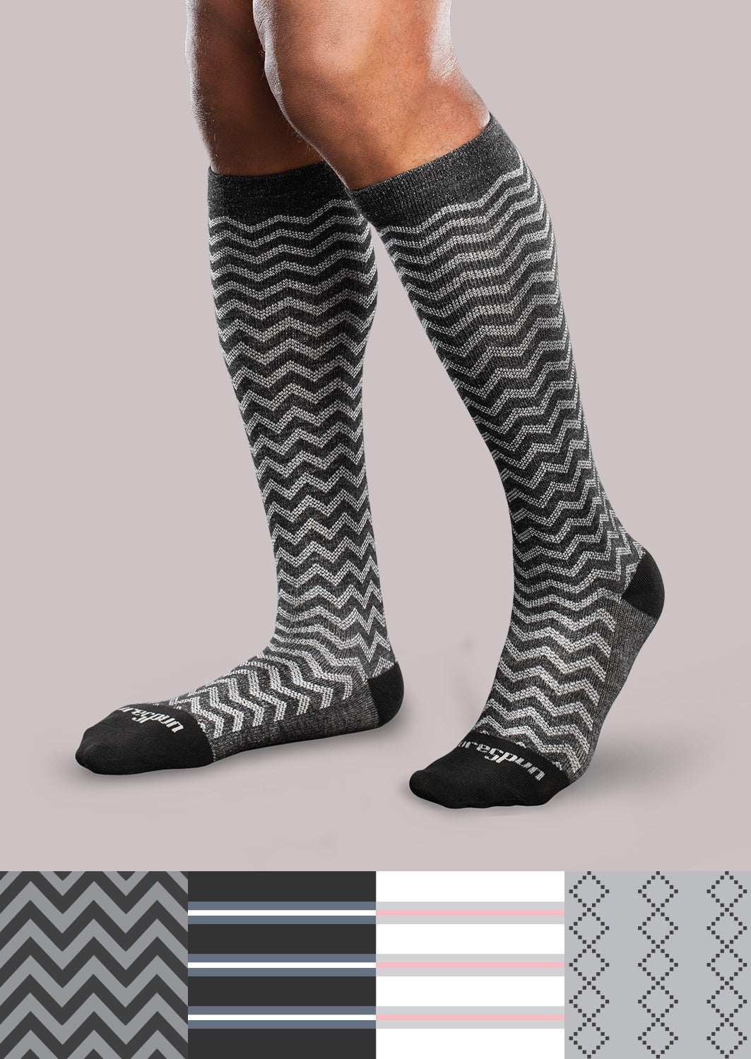 Moderate Support Socks - Patterned Core Spun image 1