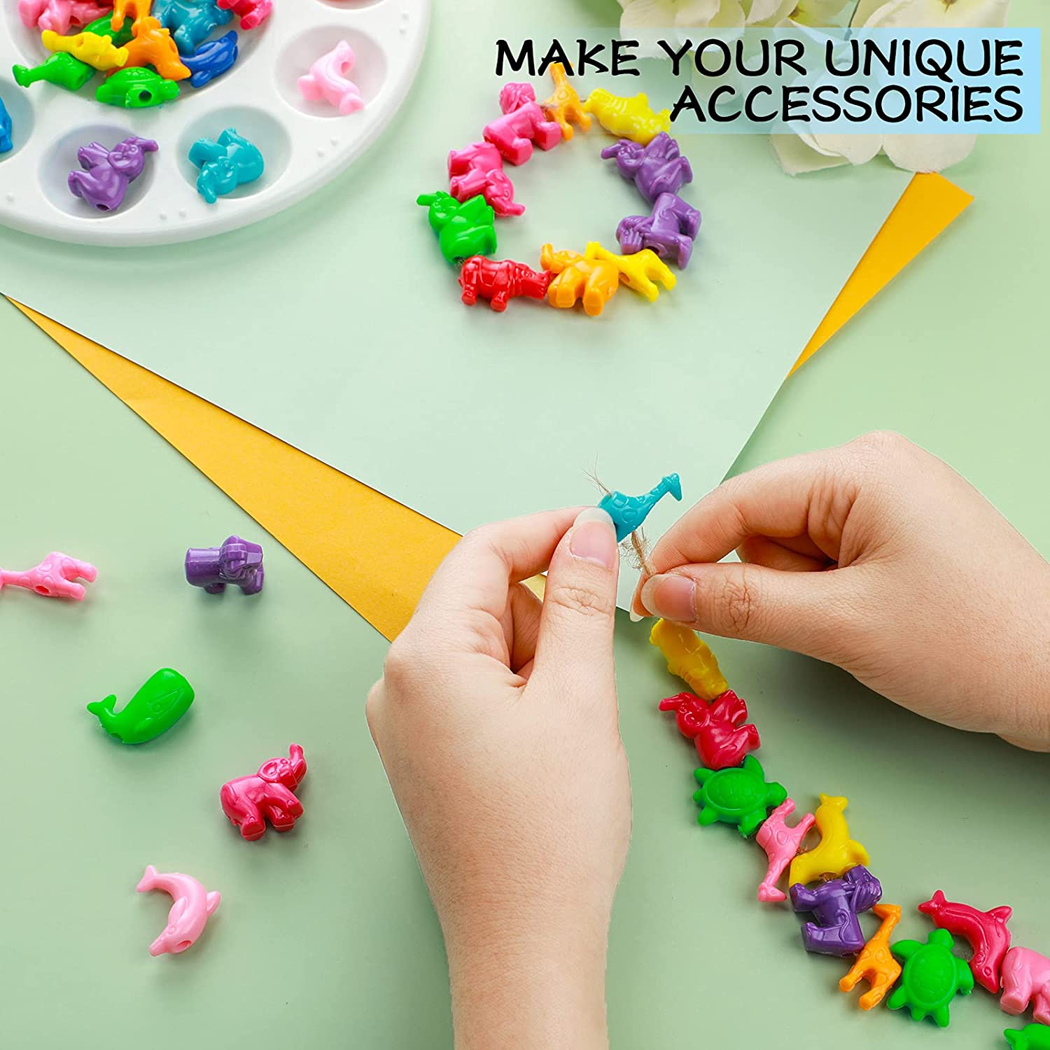 180 Pieces Animal Plastic Beads Animal Shaped 25 mm Children's Plastic Craft Beads Marine Life Animal Design Plastic Beads for Kids Make Multi Color Bracelets Crafts DIY Bracelets Necklaces Keychains image 3