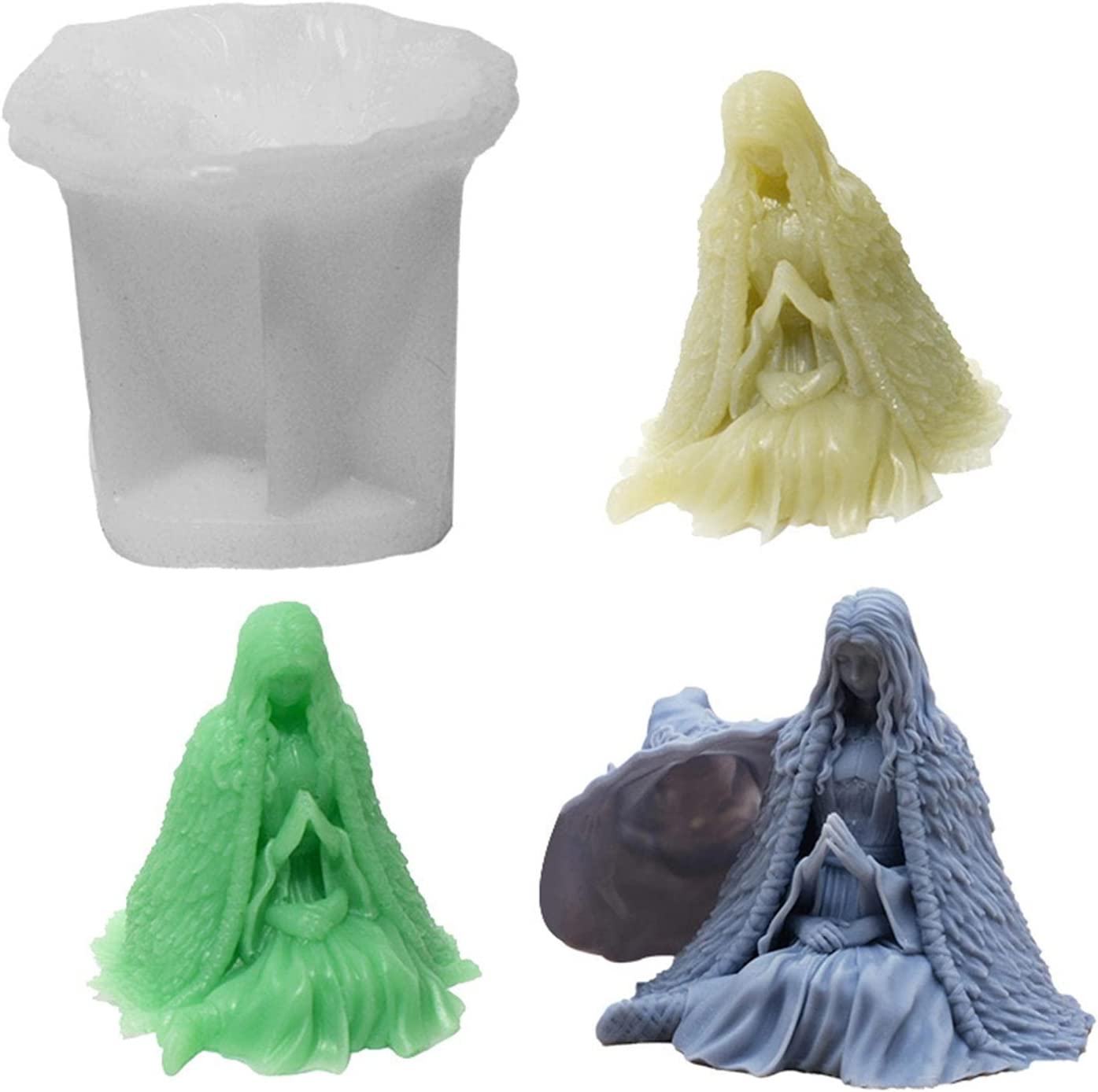 Uwariloy 3D Silicone Witch Mould, Creative Four Hand Witch Candle Molds Halloween Witch Sculpture Casting Mold Handmade Resin Mould Aroma Wax Making Mold for DIY Crafts Soap Cake Candle Making image 1