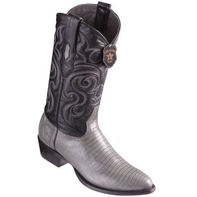 LOS ALTOS BOOTS MENS #650709 ROUND TOE | GENUINE TEJU LIZARD BOOTS HANDCRAFTED | COLOR GRAY image 0
