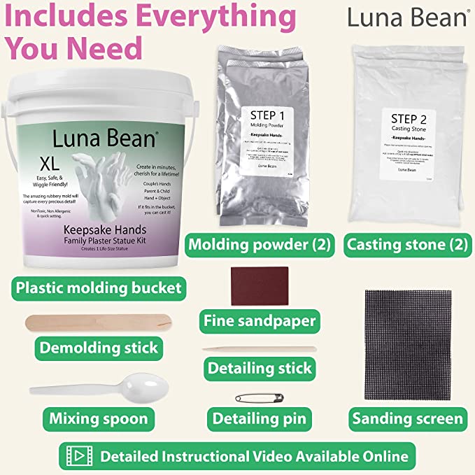 Luna Bean Keepsake Hands Casting KIT - Family Hand Molding | Clasped Group Hand Sculpture KIT &amp; Molding KIT - Crafts for Adults &amp; Kids DIY (Cast up to 6 Hands) image 4