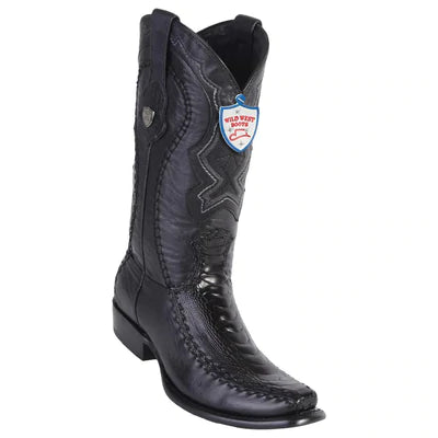 WILD WEST BOOTS #279F0505 MEN'S | COLOR BLACK | MEN'S WILD WEST OSTRICH LEG BOOTS DUBAI TOE HANDCRAFTED image 0