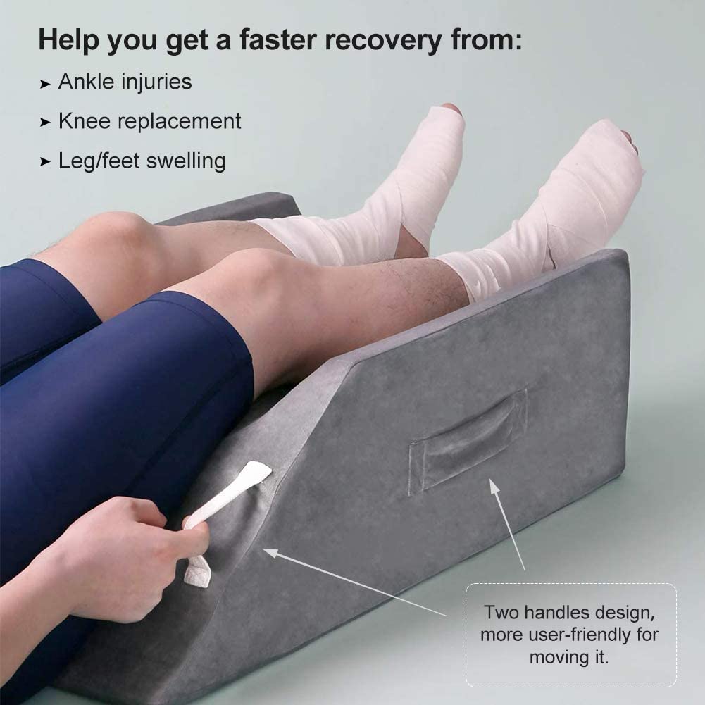 LightEase Post-Surgery Leg, Knee, Ankle Elevation Double Wedge Pillow, Memory Foam Leg Elevating Pillow for Injure, Sleeping, Foot Rest, Reduce Swelling image 3