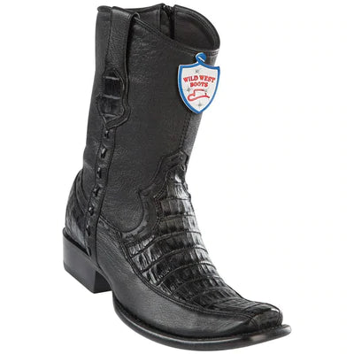 WILD WEST BOOTS #279BF8205 MEN'S | COLOR BLACK | MEN’S WILD WEST CAIMAN BELLY WITH DEER BOOTS DUBAI TOE HANDCRAFTED image 0
