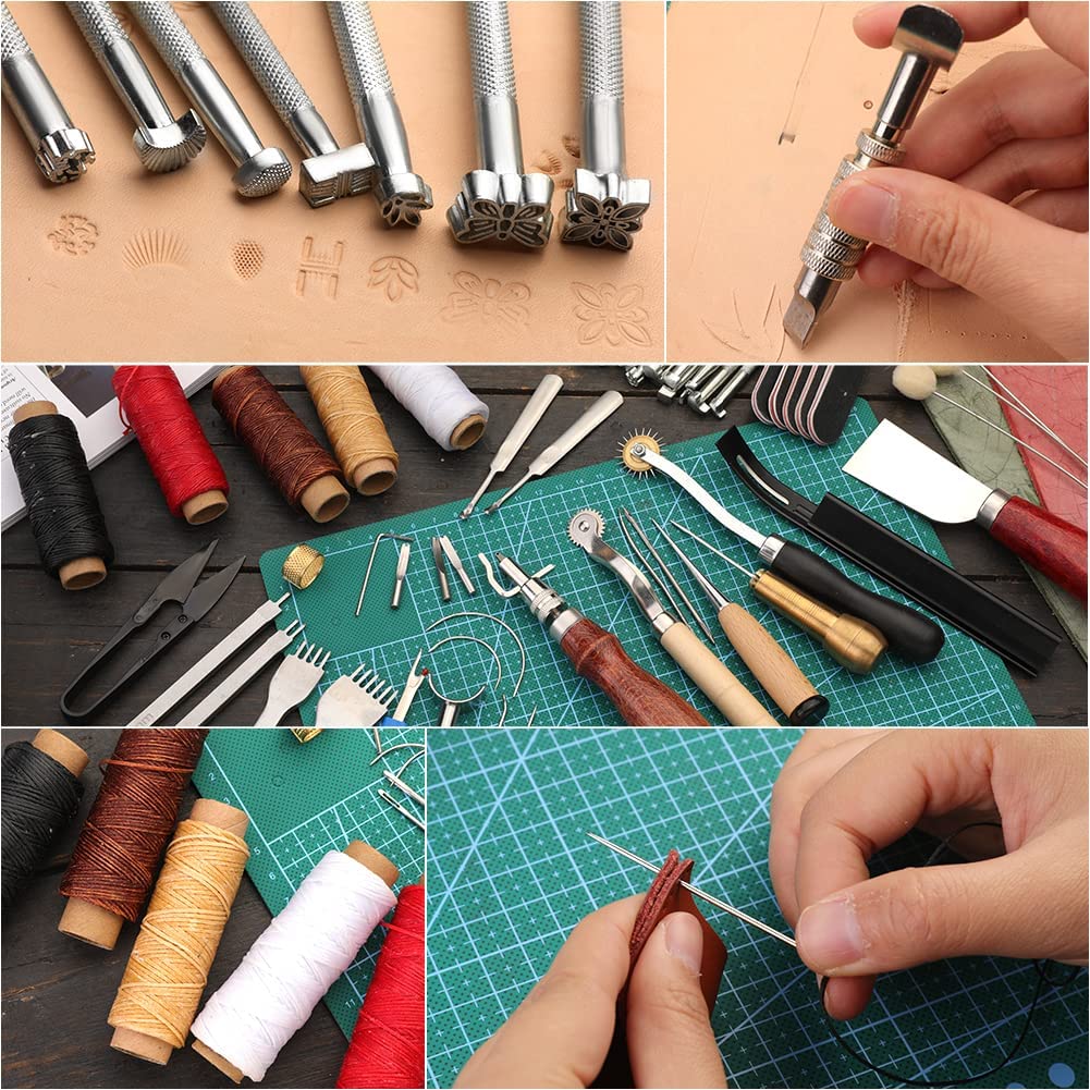 BUTUZE Practical Leather Tools 60 PCS Complete Craft Sewing Kit, Upholstery Sewing Kit for Beginner/Professional- Leather Crafting Kit for Bookbinding, Sewing, Leather Working, Leather Making image 4