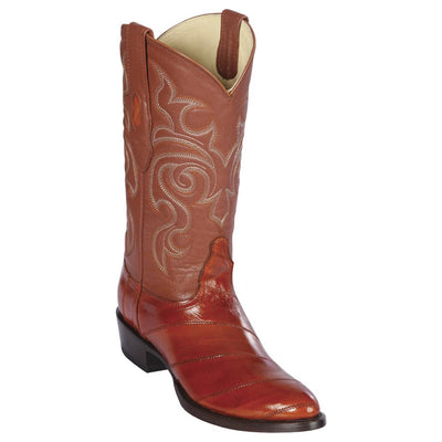LOS ALTOS BOOTS MENS #650803 ROUND TOE | GENUINE EEL SKIN BOOTS HANDCRAFTED | COLOR COGNAC image 0