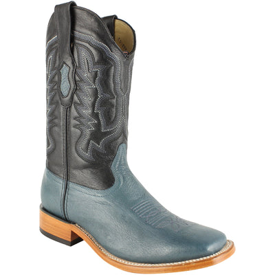 LOS ALTOS BOOTS MENS #8279714 WIDE SQUARE TOE | GENUINE SMOOTH OSTRICH LEATHER BOOTS | COLOR BLUE JEAN image 0