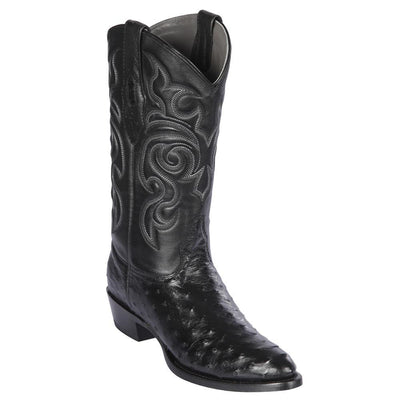 LOS ALTOS BOOTS MENS #650305 ROUND TOE | GENUINE FULL QUILL OSTRICH BOOTS HANDMADE | COLOR BLACK image 0