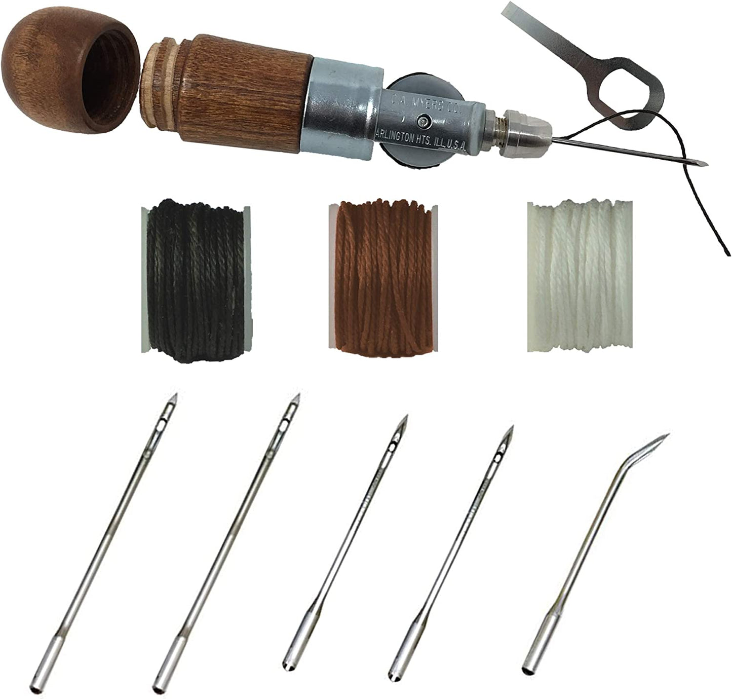 Professional Leathercraft Accessories, Sewing, Stitching Awl Tool Kit &amp; Supplies, HEAVY DUTY - MADE in USA – DIY Craft, Leather, Heavy Fabric, Canvas, Upholstery, Bag, Shoe, Belt Repair Lockstitch Set image 0