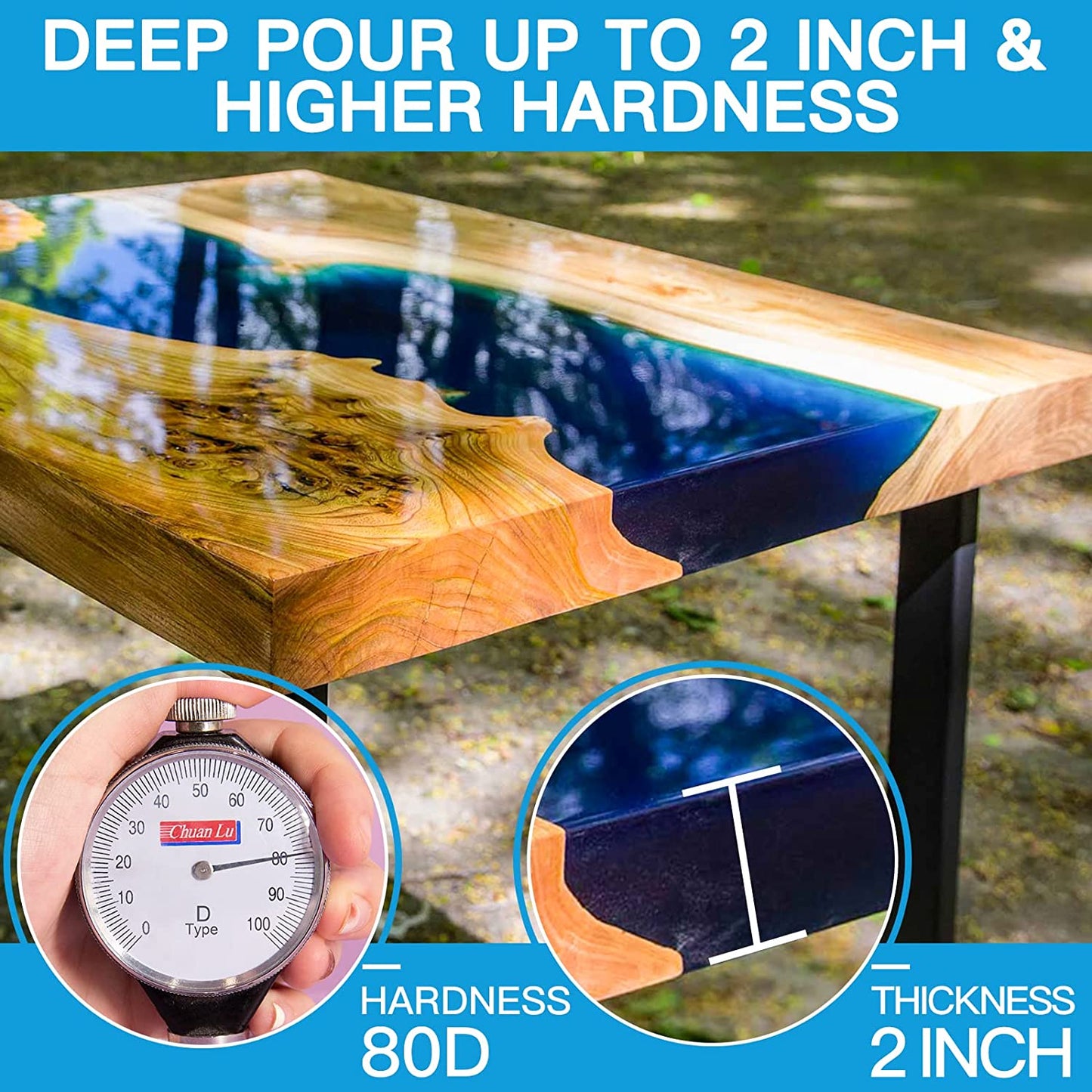 Epoxy Resin Kit, Crystal Clear Deep Pour Epoxy Resin for River Tables, Live Edge and Wood Filler, ¾ Gallon Clear Casting Pourable Epoxy Resin(2:1 Mix Ratio) image 2
