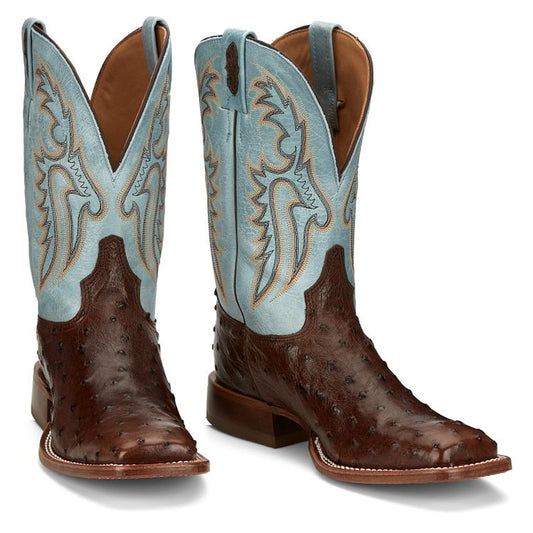 Tony Lamas Boots Men's Footwear Wester Castillo 11" Full Quill Ostrich Color Bourbon image 0