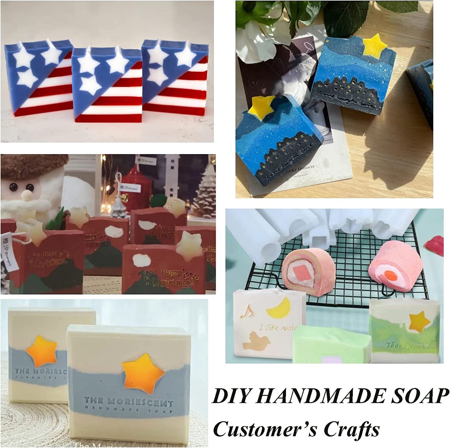 PH PandaHall Star Silicone Molds Column Tube Embed Soap Handmade Soap Mold Candle Mousse Cake Making Supplies Tools for Christmas 4th of July Soap Making image 1