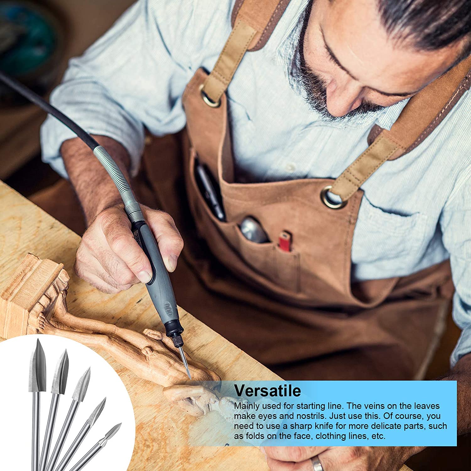 15 Pieces Wood Carving Engraving Drill Bit Woodworking Drill Bit DIY Wood Carving Tools Accessories for Rotary Tools image 4