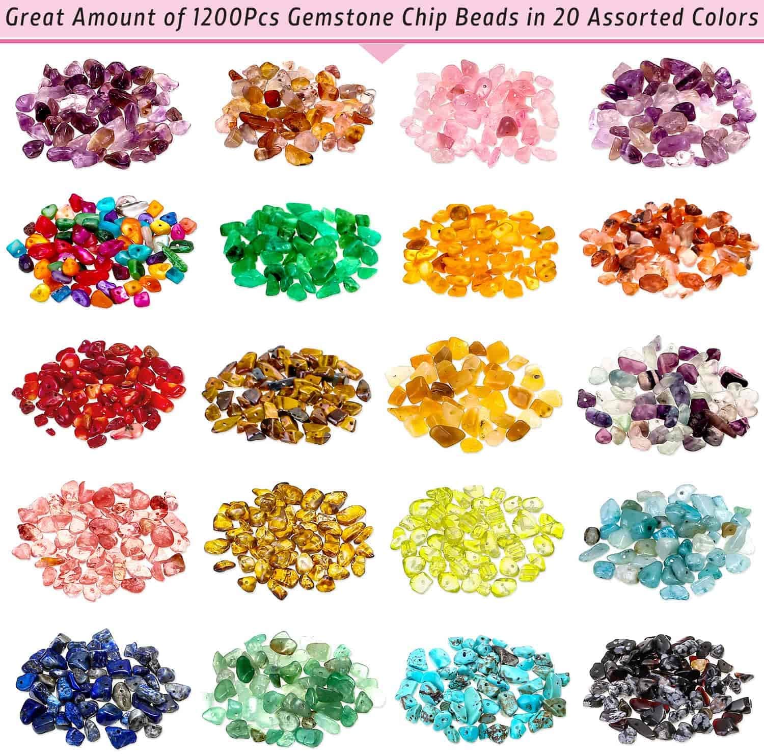 1584Pcs Crystal Jewelry Making Kit, Thrilez Ring Making Kit with Crystal Gemstone Beads, Jewelry Wire and Earring Hooks for Ring, Earring and Jewelry Making image 2