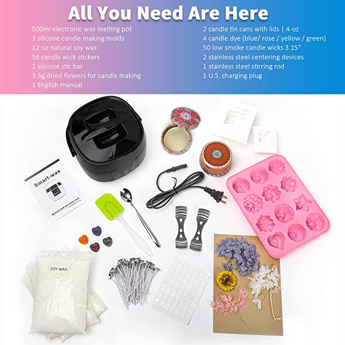 Candle Making Kit, Candle Making Kit for Adults, Beeswax DIY Candle Craft Kits for Kids, Electric Beeswax Soy Wax Candle,Wax Melter for Candle Making with Molds,Candle Making Kits for Beginners(Black) image 1