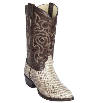 LOS ALTOS BOOTS MENS #605749 MEDIUM ROUND TOE | GENUINE PYTHON SNAKESKIN LEATHER BOOTS | COLOR NATURAL image 0