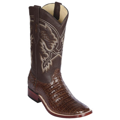 LOS ALTOS BOOTS MENS #8228207 WIDE SQUARE TOE | GENUINE CAIMAN BELLY LEATHER BOOTS | COLOR BROWN image 0