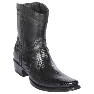 LOS ALTOS BOOTS MENS #76B0705 LOW SHAFT EUROPEAN SQUARE TOE | GENUINE TEJU LIZARD LEATHER BOOTS | COLOR BLACK image 0