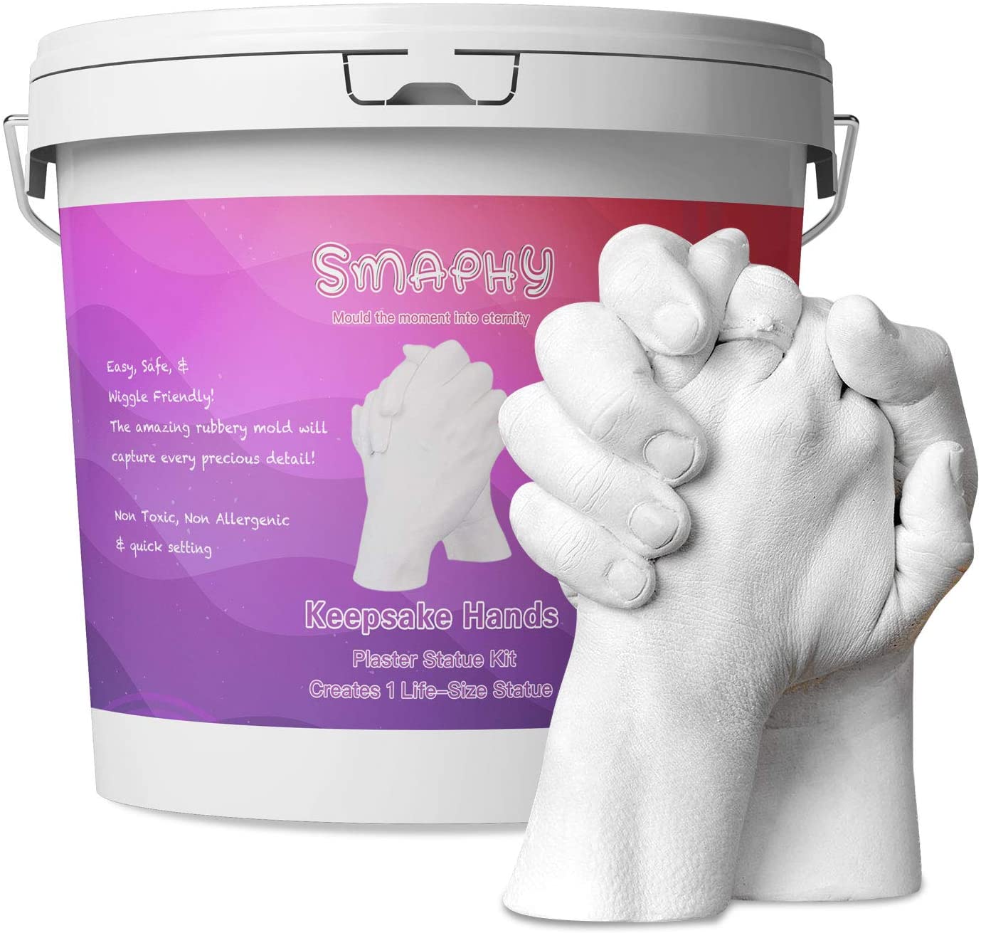 Hands Casting Kit, DIY Hand molding Kit. Hand Holding Craft for Couples, Adult &amp; Child, Family, Friends. Anniversary, Wedding &amp; Couples Gifts (White) image 0
