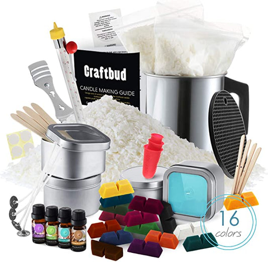 Craftbud 58 Piece Candle Making Kit for Adults &amp; Kids with Complete Candle Making Supplies &amp; Soy Wax for Candle Making - DIY Soy Candle Making Kit with Jars, Wax, Wicks, Scented Oil &amp; More image 0