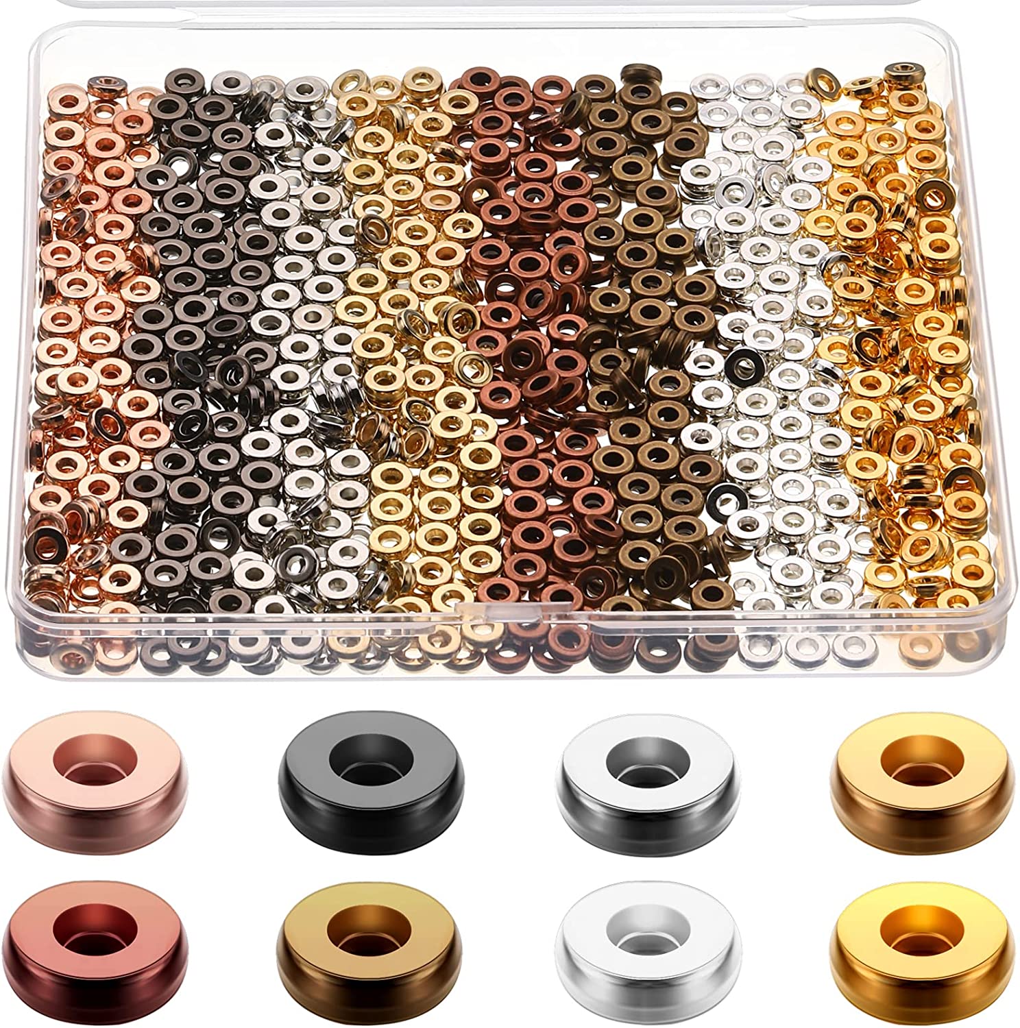 800 Pcs 6mm Flat Gold Beads Flat Round Spacer Beads for Bracelets Making Round Rondelle Spacer Beads for Jewelry Making Flat Spacer for Necklaces DIY Loose Beads(Mixed Color) image 0