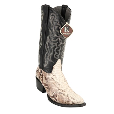 MEN'S KING EXOTIC SNIP TOE PYTHON SNAKESKIN BOOTS HANDMADE NATURAL (4945749) image 0
