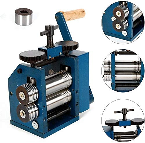 ZHFEISY Jewelry Rolling Mill Machine - 3"（75mm）Roller Manual Combination Rolling Mill Machine Jewelry Press Tabletting Tool Jewelry DIY Tool - For Metal Sheet Wire Rolling - Gear Ratio 1:7 22KG image 2