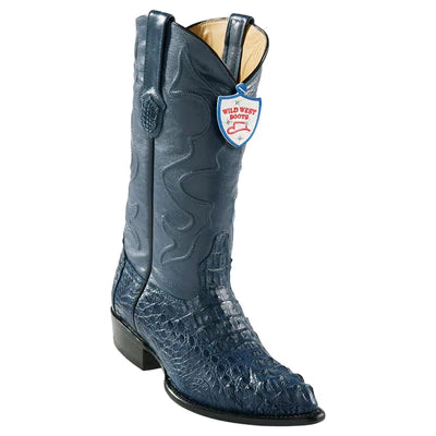 WILD WEST BOOTS #2990214 MEN'S | COLOR BLUE JEAN | MEN'S WILD WEST CAIMAN HORNBACK 3X TOE BOOTS HANDCRAFTED image 0