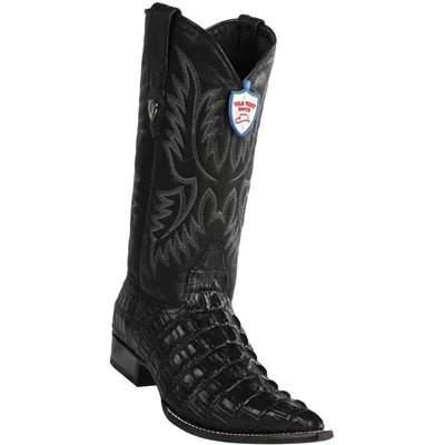 WILD WEST BOOTS #6950105 MEN'S | COLOR BLACK | MEN’S WILD WEST CAIMAN TAIL PRINT BOOTS 3X TOE HANDCRAFTED image 0