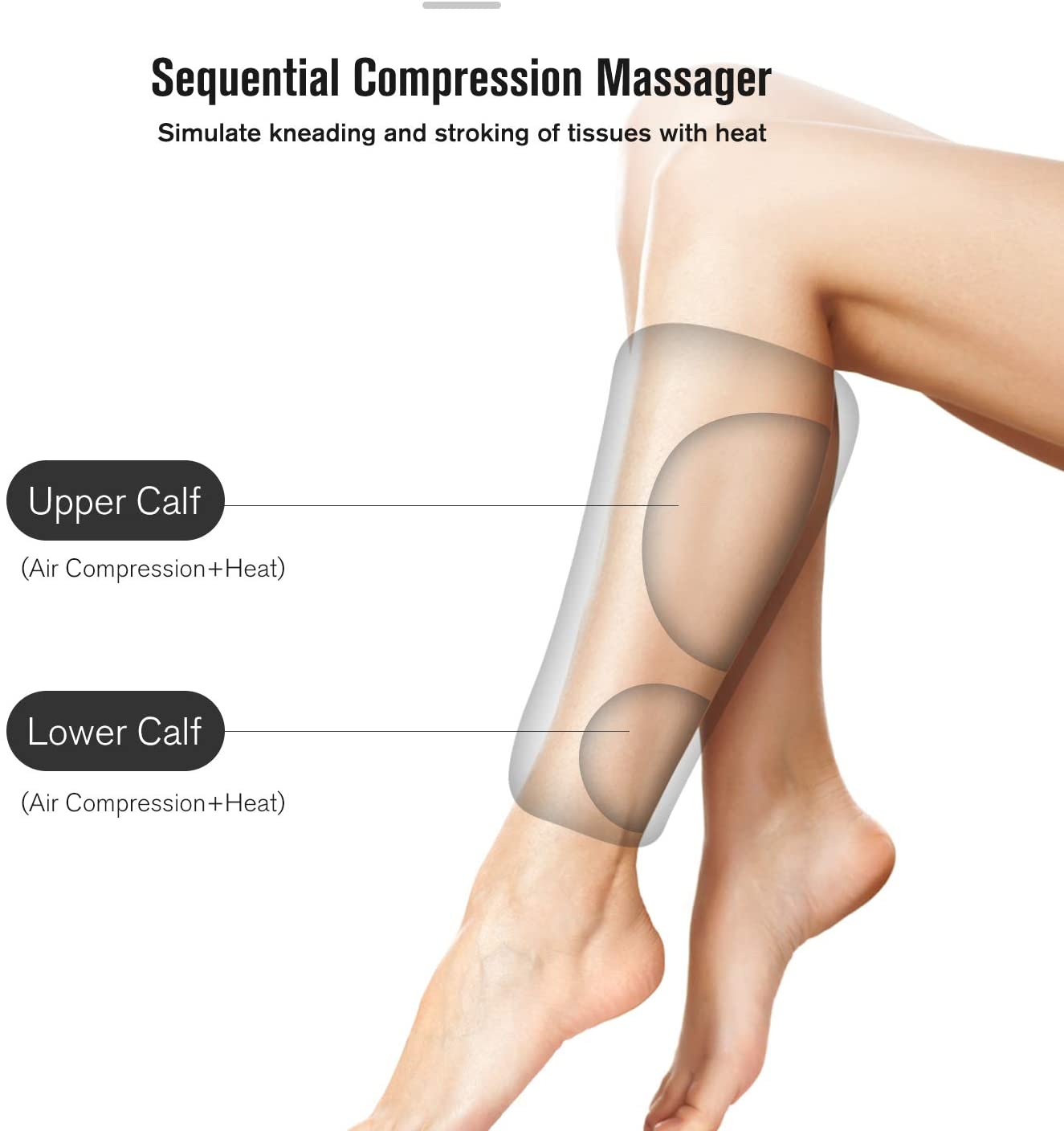 FIT KING Leg Massager for Circulation Calf Massager with Heat 3 Modes 3 Intensities FT-017A image 4