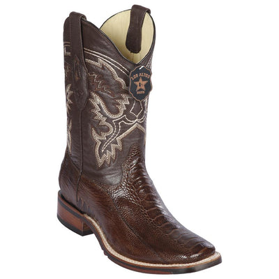 LOS ALTOS BOOTS MENS #8260507 WIDE SQUARE TOE | GENUINE OSTRICH LEG LEATHER BOOTS | COLOR BROWN image 0