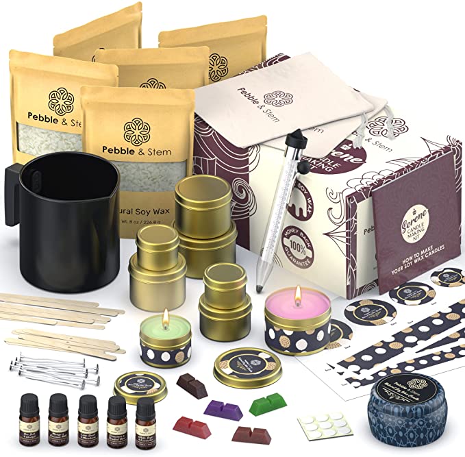 Candle Making Kit, 83 Pieces - Makes 9 Scented Candles, DIY Arts and Crafts Kits for Adults and Teens, Soy Wax Candle Making Kit for Adults, Hobbies for Women by Pebble &amp; Stem image 0