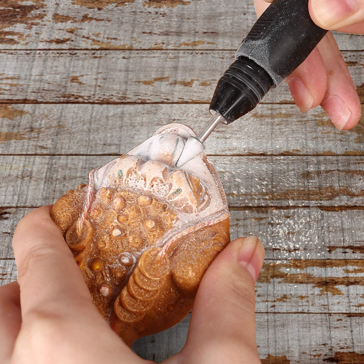 60 Grit 20Pcs 𝗗𝗶𝗮𝗺𝗼𝗻𝗱 𝗕𝘂𝗿𝗿 𝗦𝗲𝘁 - GOXAWEE Rotary Grinding Burrs Engraving Bits Set with 1/8-inch Shank, Diamond-Coated Stone Carving Accessories Bit Universal Fitment for Rotary Tools image 3