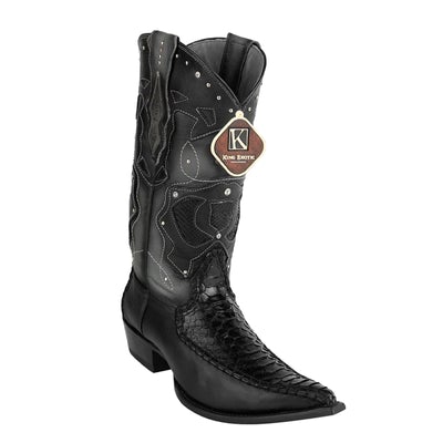 MEN'S KING EXOTIC GENUINE PYTHON BOOTS 3X TOE BLACK (495V25705) image 0