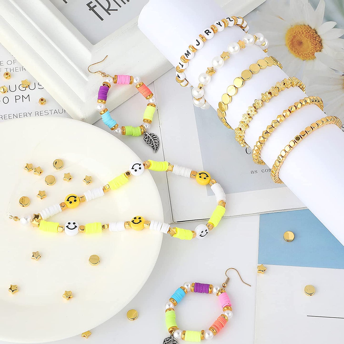 1500Pcs 10 Styles Gold Spacer Beads Assorted Jewelry Making Loose Beads for DIY Bracelet Necklace Earring Craft Making image 4