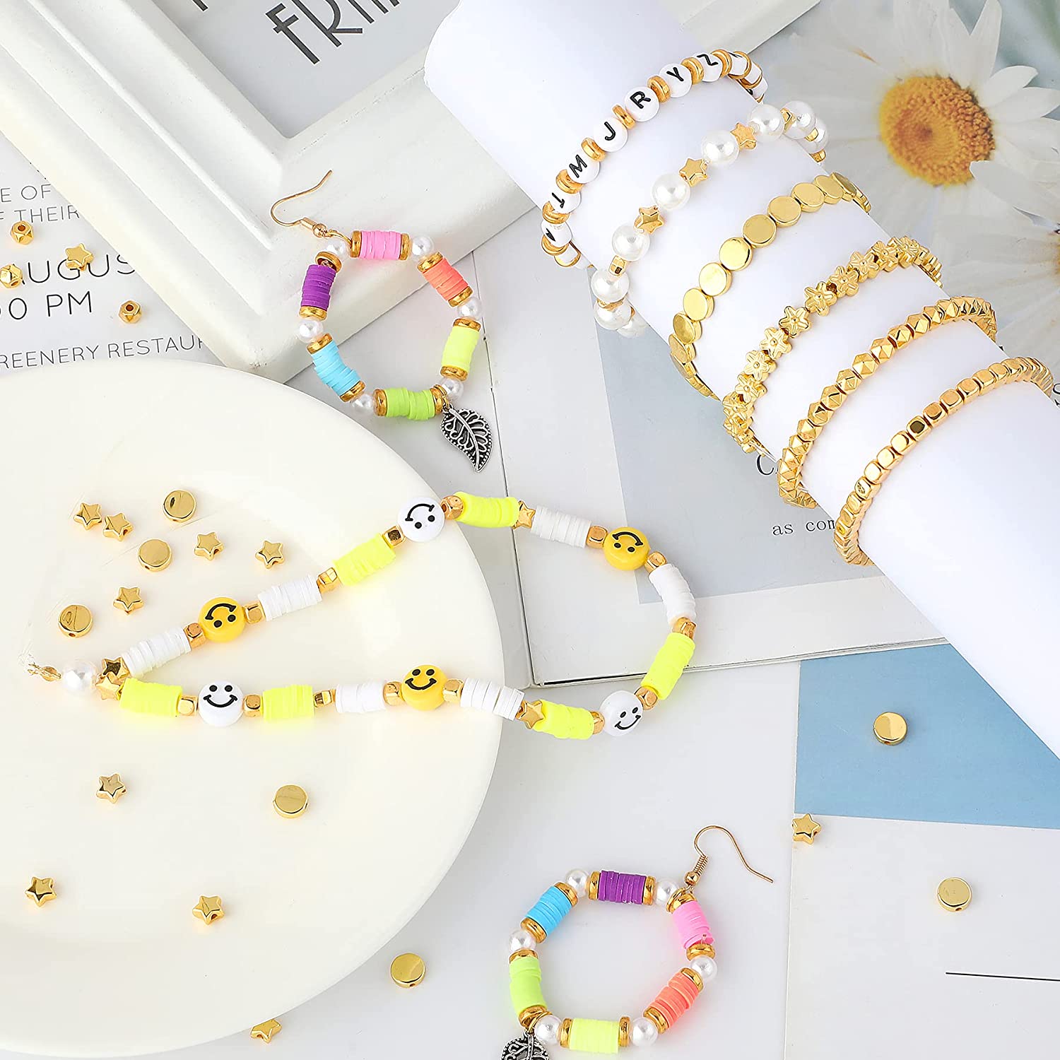 1500Pcs 10 Styles Gold Spacer Beads Assorted Jewelry Making Loose Beads for DIY Bracelet Necklace Earring Craft Making image 4