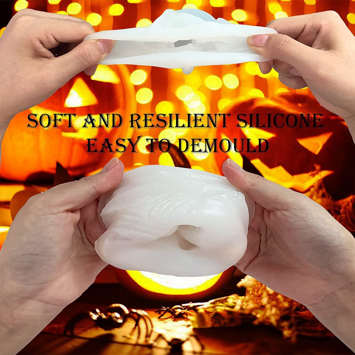 3D Skull Candle Mold Column Halloween Silicone Resin Mold for Aromatherapy Candles Resin Casting Homemade Wax Making Polymer Clay DIY Craft image 2