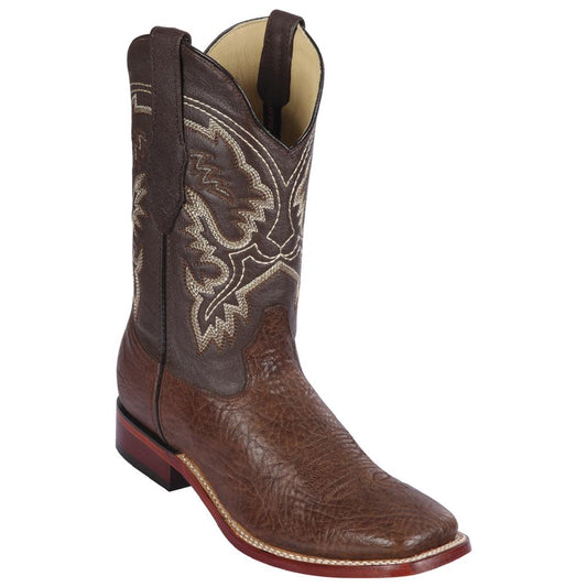 Los Altos Boots Mens #8223107 Wide Square Toe | Genuine Bull Shoulder Leather Boots | Color Brown image 0