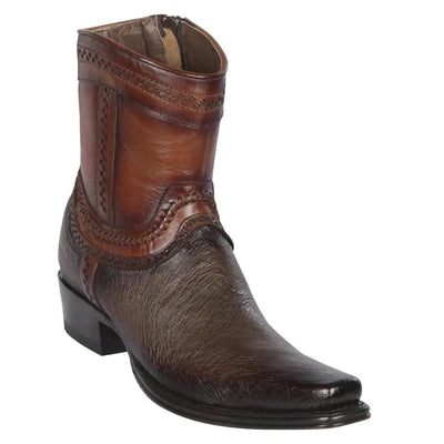 LOS ALTOS BOOTS MENS #76B9716 LOW SHAFT EUROPEAN SQUARE TOE | GENUINE SMOOTH OSTRICH LEATHER BOOTS | COLOR FADED BROWN image 0
