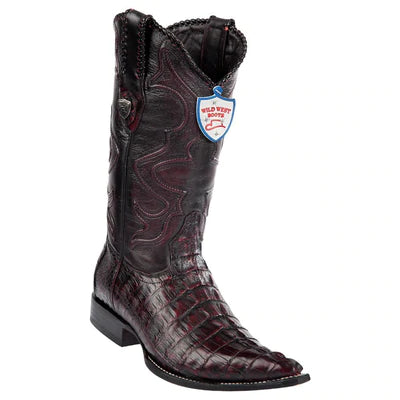 WILD WEST BOOTS #2950118 MEN'S | COLOR BLACK CHERRY | MEN'S WILD WEST CAIMAN TAIL 3X TOE BOOTS HANDCRAFTED image 0
