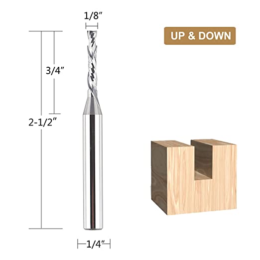 SpeTool Spiral Router Bits Up&amp;Down Compression Bit 1/8 inch Cutting Diameter, 1/4 inch Shank HRC55 Solid Carbide CNC End Mill for Wood Carving Engraving Grinding image 1