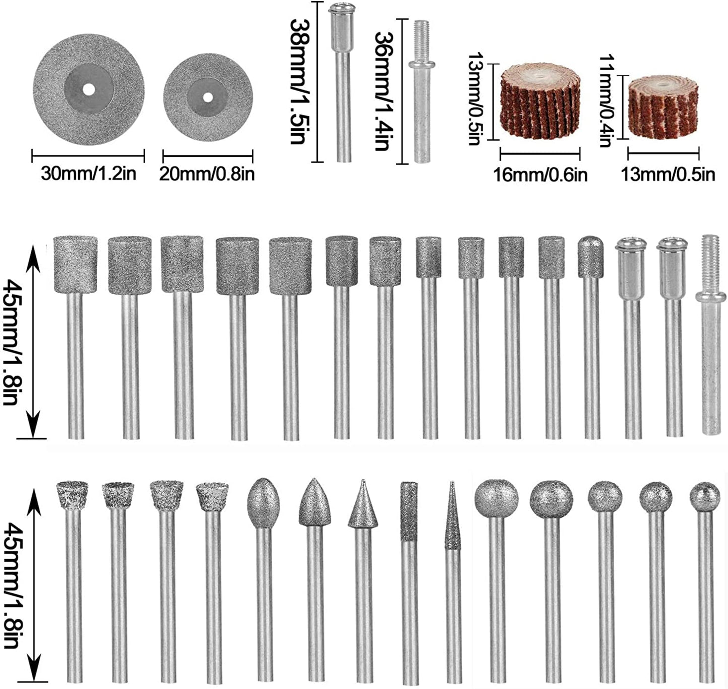 Stone Carving Set Polishing Rotary Tools Diamond Burr Accessories for Carving/Engraving Stone, Rocks, Jewelry, Glass, Ceramics For Rotary Tools image 3