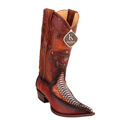 MEN'S KING EXOTIC GENUINE PYTHON BOOTS 3X TOE RUSTIC COGNAC HANDCRAFTED (495V25788) image 0