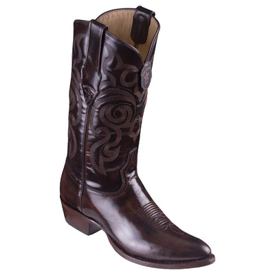 LOS ALTOS BOOTS MENS #654207 ROUND TOE | GENUINE CHAMELEON LEATHER BOOTS HANDCRAFTED | COLOR BROWN image 0