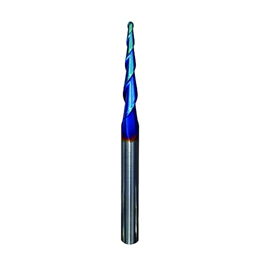SPEED TIGER ITBTA Carbide Tapered End Mill- CNC Carving Bits, Ball Tip R1, 1/4"Shank 3"OVL for Wood/Alloy Steels/Hardened Steels-Made in Taiwan image 0