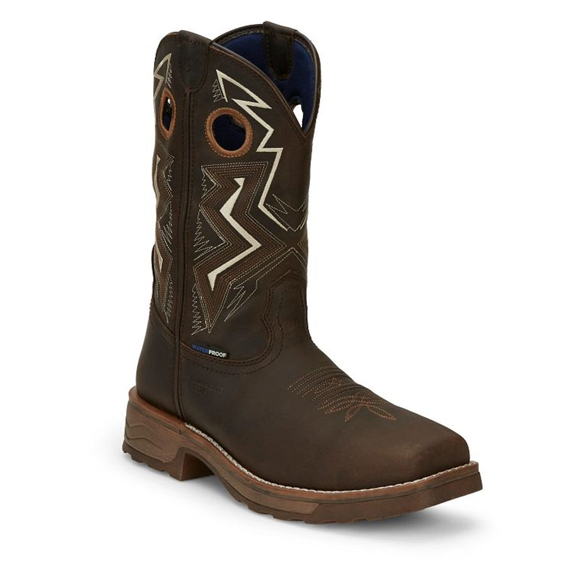 Tony Lamas Men's Footwear Work Force 11" Wide Square Composite Toe Waterproof Work Boot Color Walnut image 1