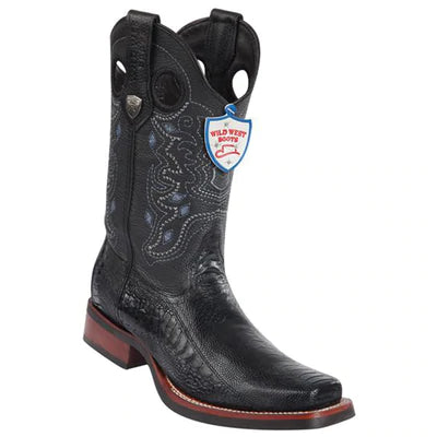 WILD WEST BOOTS #28190505 MEN'S | COLOR BLACK | MEN'S WILD WEST OSTRICH LEG SQUARE TOE RUBBER SOLE BOOTS image 0